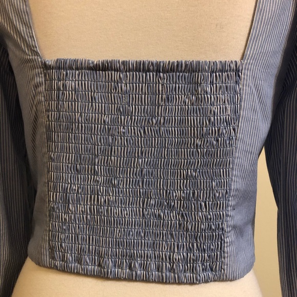 Urban Outfitters Blue Long Sleeve V Neck Crop Top - Picture 6 of 8